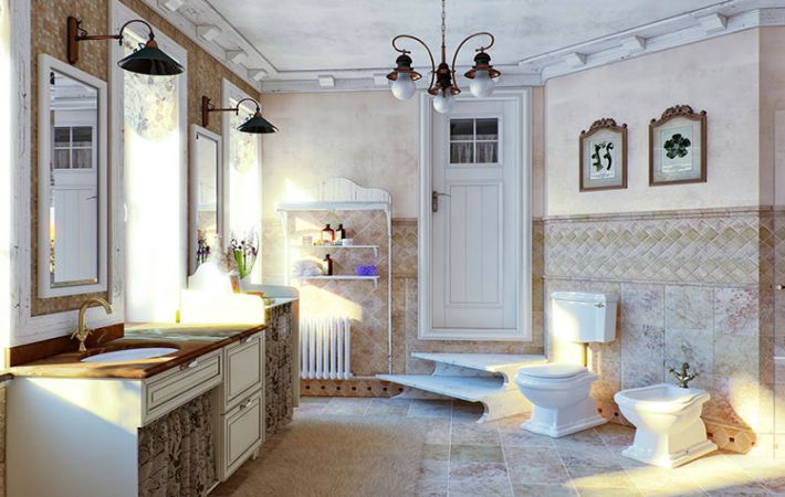 Etnikai stílusú fürdőszoba kialakítás 