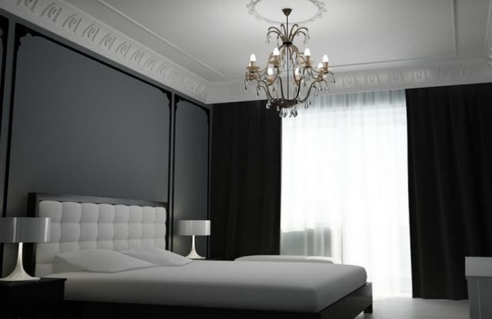 Fekete-fehér hálószoba