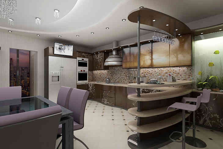 Konyha bárasztallal