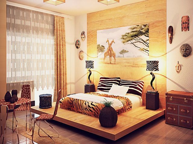 afrikai stílusú hálószoba