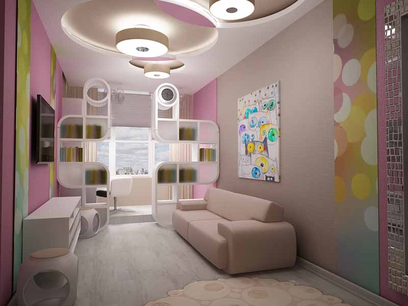 Téglalap alakú gyerekszoba két fő részére