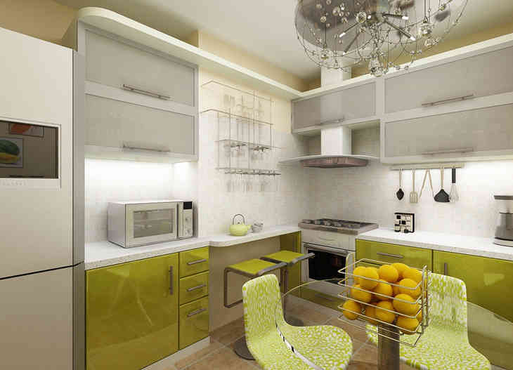 Harmonikus olajbogyó színű konyhabelső