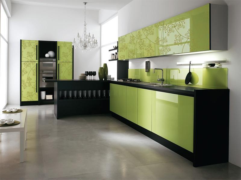 Harmonikus olajbogyó színű konyhabelső