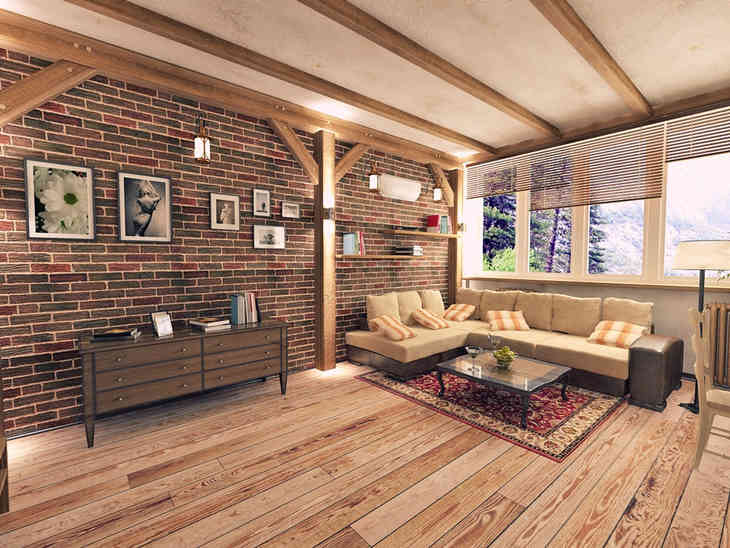 A fa, mint fő anyag a ház belsejében