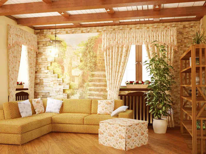 Vidéki stílus a nappaliban