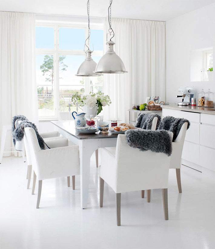 Skandináv stílusú étkező belső kialakítása