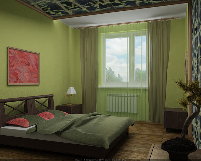 Zöld szín a hálószobában (FOTÓ)
