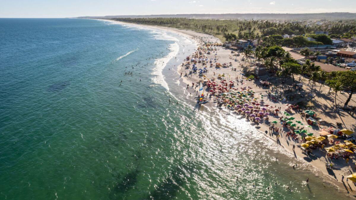 A légi felvétel a Francê strandra, Maceióban, Alagoasban