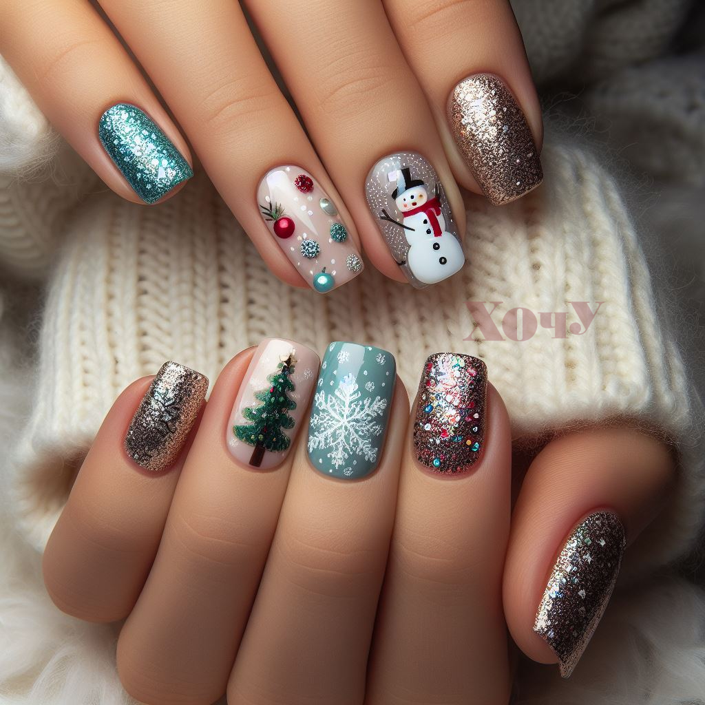 A legmenőbb újévi manikűr opciók rövid körmökhöz: TOP-20 ötlet minden ízléshez (FOTÓ) - 6. kép