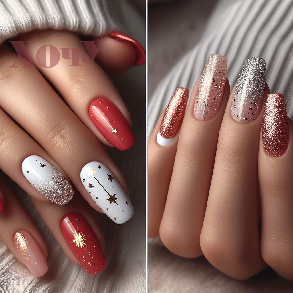 A legmenőbb újévi manikűr opciók rövid körmökhöz: TOP-20 ötlet minden ízléshez (FOTÓ) - 11. fotó