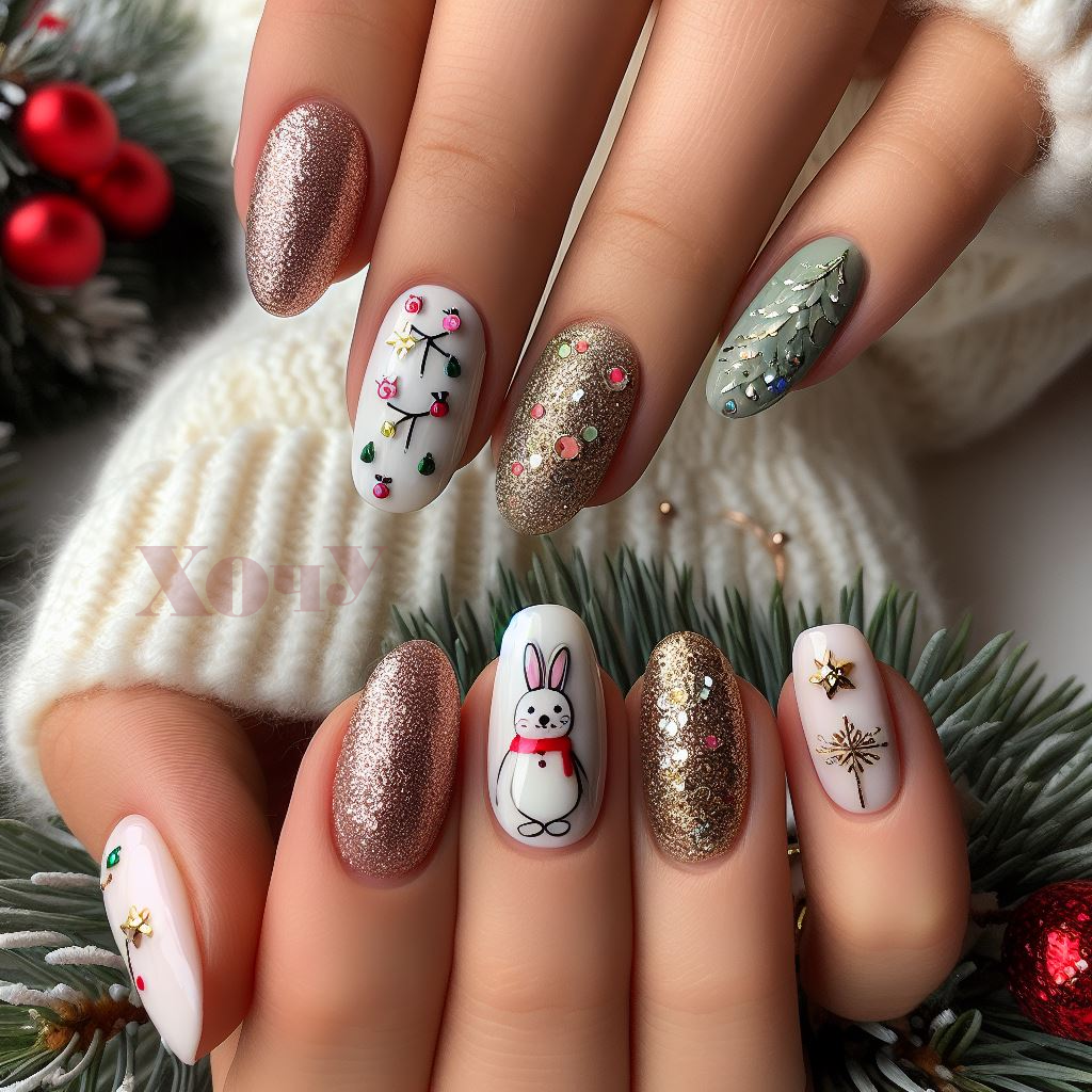 A legmenőbb újévi manikűr opciók rövid körmökhöz: TOP-20 ötlet minden ízléshez (FOTÓ) - 5. fotó