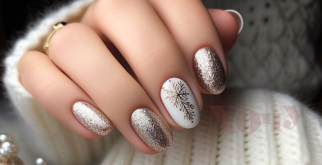 A legmenőbb újévi manikűr opciók rövid körmökhöz: TOP-20 ötlet minden ízléshez (FOTÓ) - 15. sz.