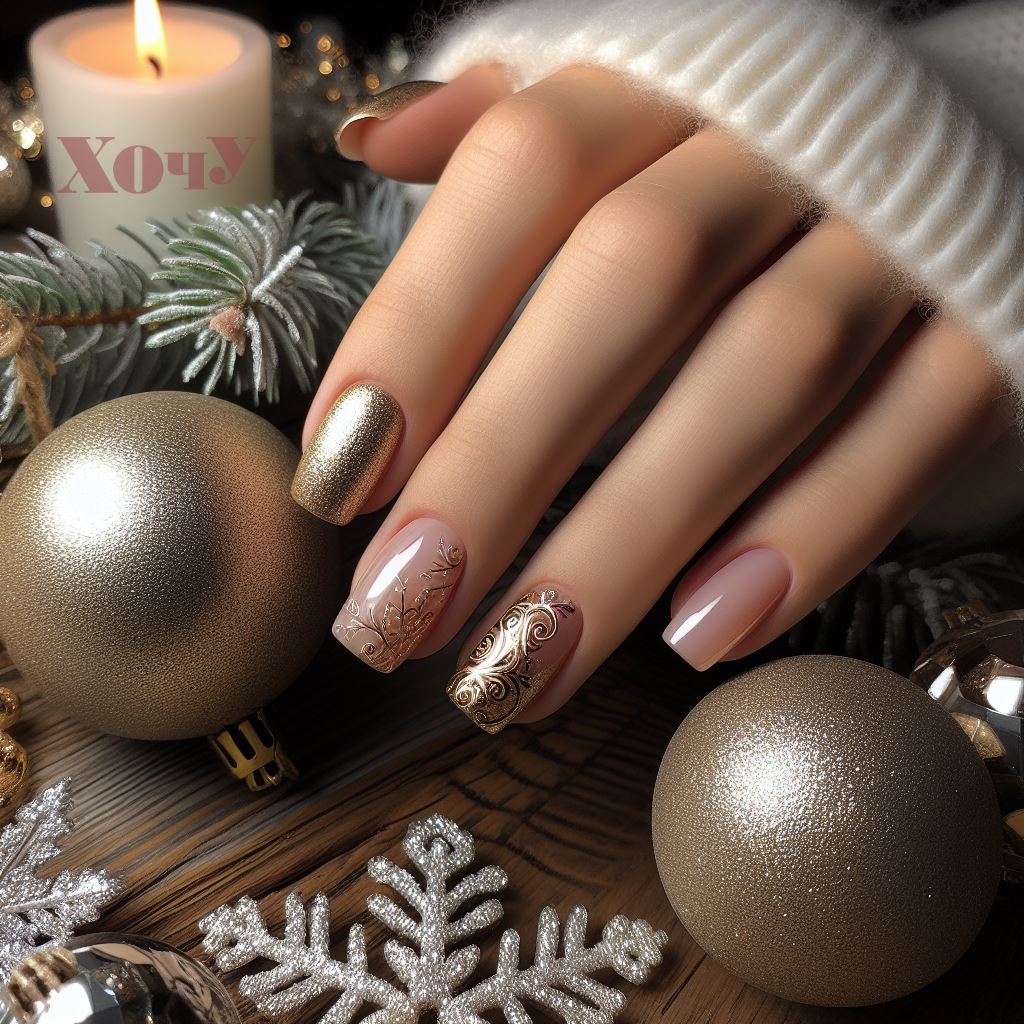 A legmenőbb újévi manikűr opciók rövid körmökhöz: TOP-20 ötlet minden ízléshez (FOTÓ) - 14. fotó