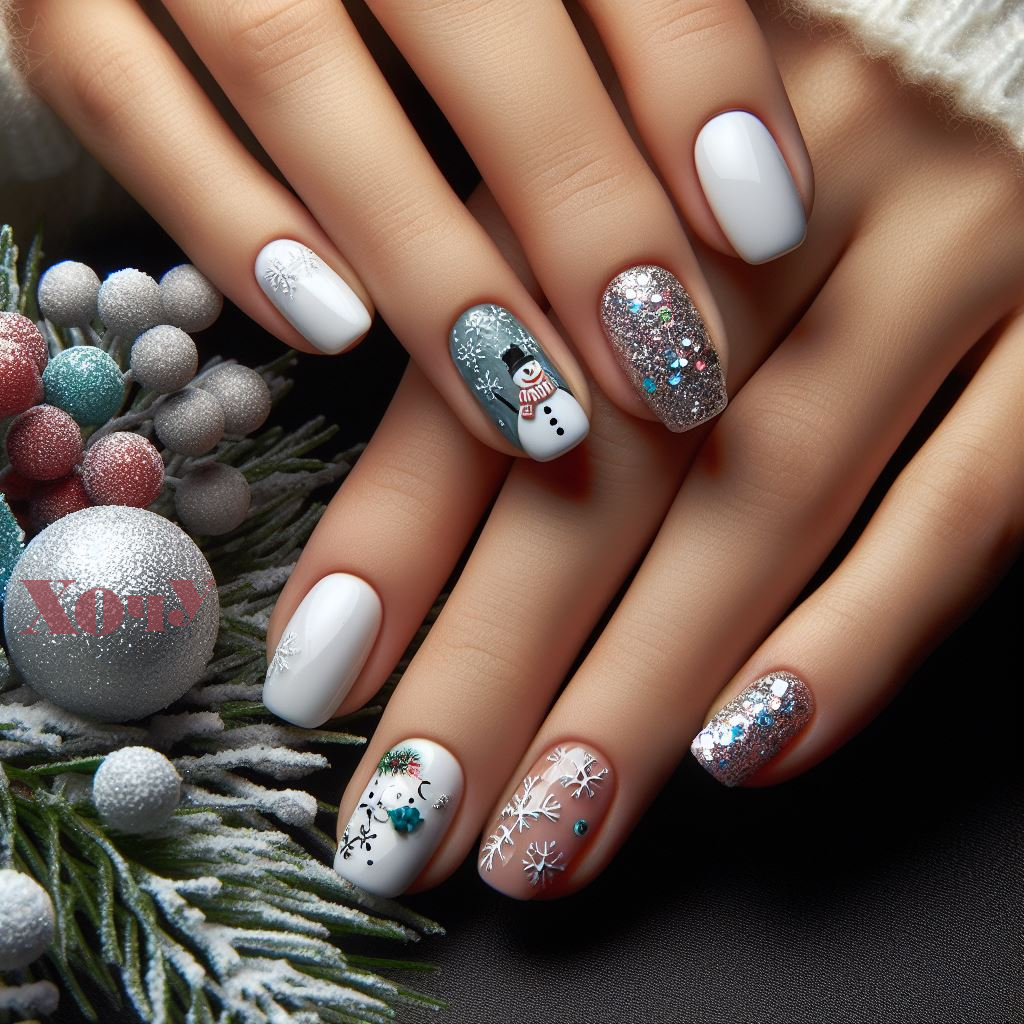 A legmenőbb újévi manikűr opciók rövid körmökhöz: TOP-20 ötlet minden ízléshez (FOTÓ) - 2. fotó