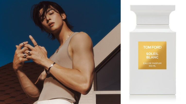 Cha Eun Woo Astro egyik kedvenc parfümjével, Tom Ford Soleil Blanc (Twitter/@W Korea/ Tom Ford)