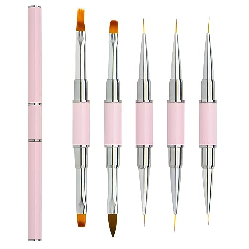 Lokaloka 10 Heads Nail Art gél körömkefék kupakkal, Fine Ombre duplavégű ecsettel akril dekoráció félig állandó professzionális építőipari francia manikűr készlet