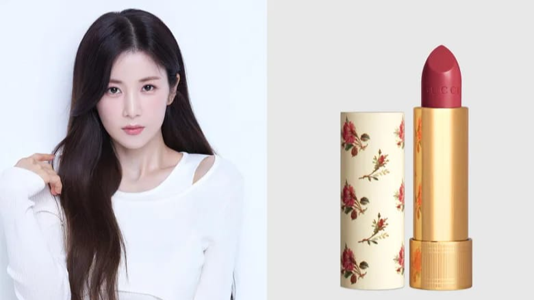 Az Apink's Park Cho Rong elpirul a Gucci Beauty rúzssal (instagram/@mulgokizary és Gucci Beauty)