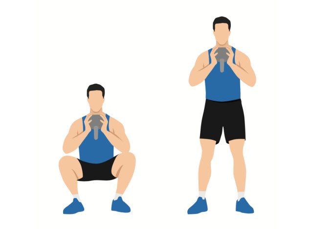 illusztrációja kettlebell serleg guggolás