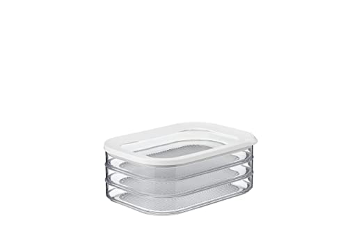 Mepal - Modula hústároló edény 3 db - Hűtőszekrény tároló doboz fedővel - Húsok tárolására alkalmas - 3 tároló doboz - 1650 ml - Fehér