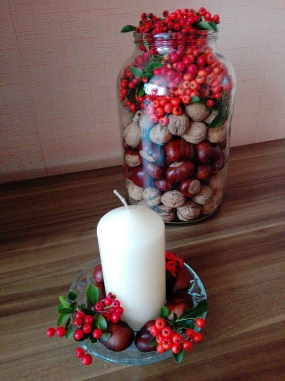 Őszi dekoráció dióból, gesztenyéből és bogyókból. - Andrea - #Andrea #bogyók #dekoráció #gesztenye #dió #Ősz #Vlašských