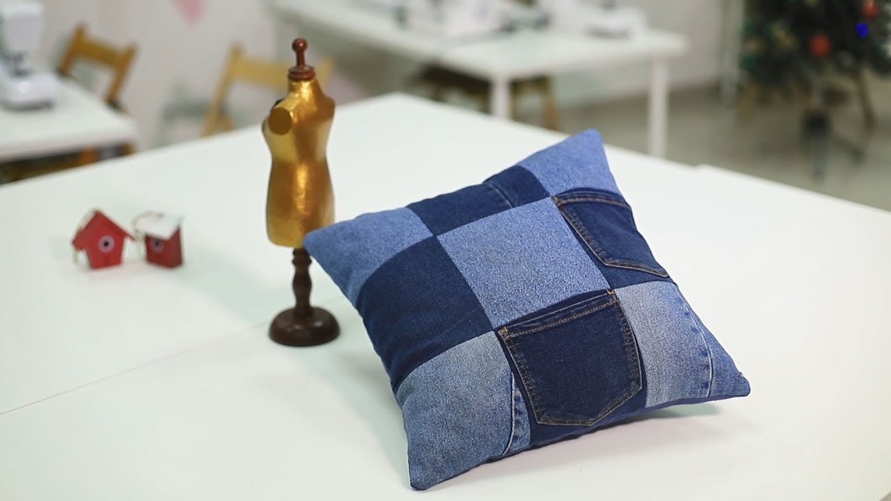 Párnát varrunk régi farmerből - YouTube