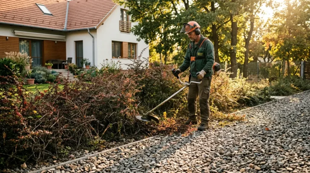 Kertész japán borbolyát irt és kavicsszegélyt alakít ki a kullancsok ellen.