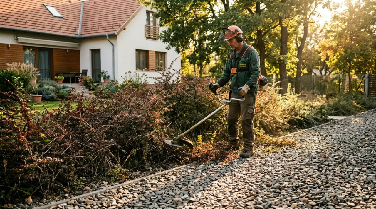 Kertész japán borbolyát irt és kavicsszegélyt alakít ki a kullancsok ellen.